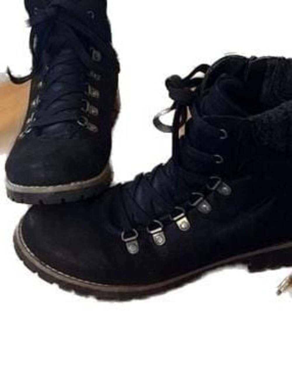 Universal Thread Women's Marcella Lace-Up Combat Boots with Knit Collar